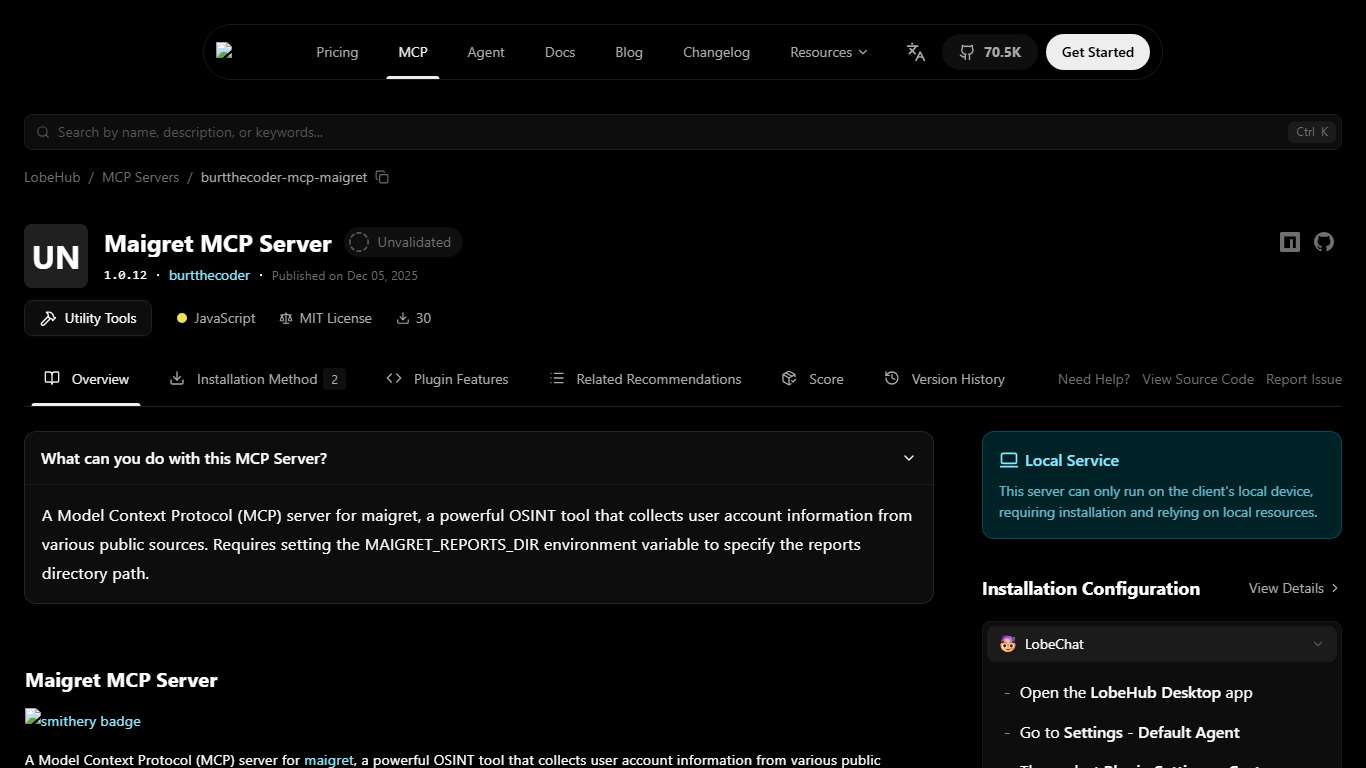 Maigret MCP Server MCP Servers · LobeHub
